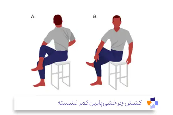 کشش چرخشی پایین کمر نشسته: از بهترین حرکات ورزشی برای دیسک کمر|مجله طبی